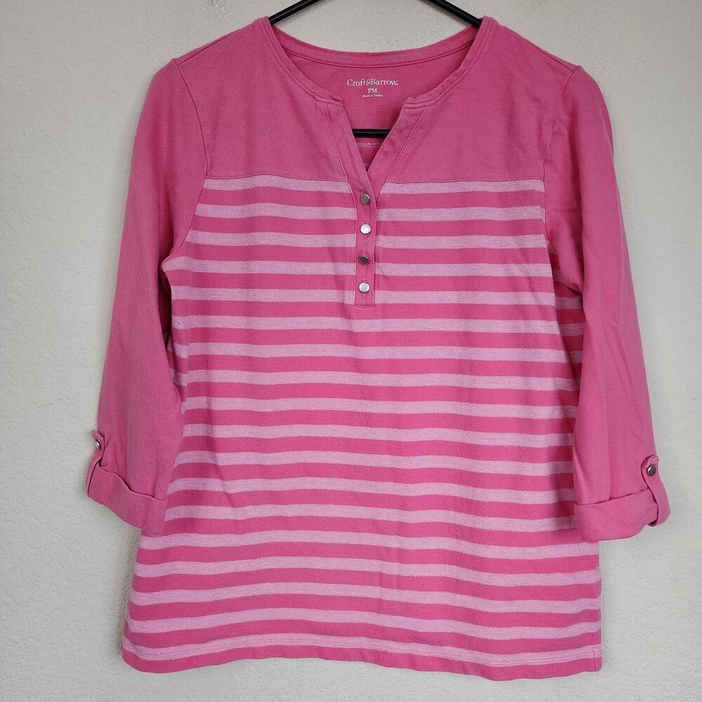Croft & Barrow Pink Striped PM Shirt